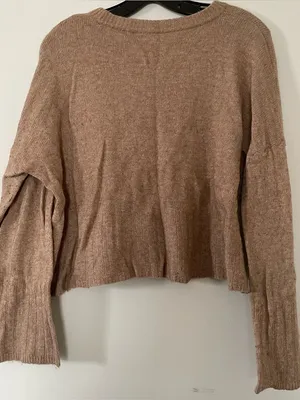 Madewell Beige Cropped Knit Sweater Wool Womens Large Neutral Minimalist Cozy thumbnail 5