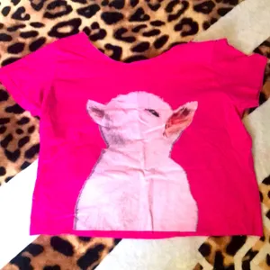 Pink‎ goat cropped t shirt cute Y2K thumbnail 1