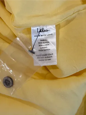 Lulus Yellow Linen Blend Button-Front Belted Midi Shirt Dress XS NWT thumbnail 7