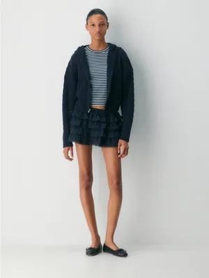 Aritzia Sunday Best Octava Cable Knit relaxed fit wool full zip hoodie small NWT thumbnail 4