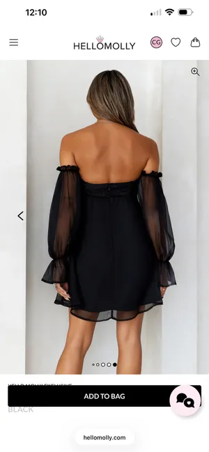 Hello Molly Black Mini Dress Off-The-Shoulder thumbnail 3