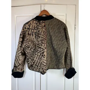 K D Spring‎ Art to Wear Jacket Womens Large Embellished Mixed Media Pockets Vtg thumbnail 3