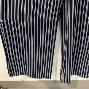 Monteau Crepe Blue &‎ White Striped Flutter Sleeve Jumpsuit Size S thumbnail 7