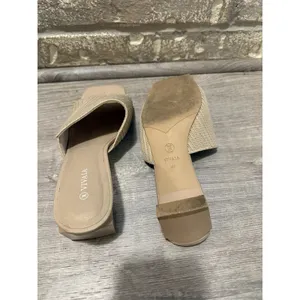 Vivaia Jade Pro Heels Womens 9.5 41 Beige Square Toe Slip On Block Heel Sandals thumbnail 7