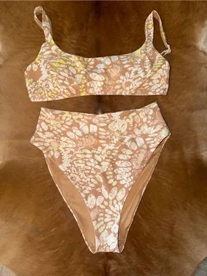 Aerie Scoop tie bikini top and Crossover High Cut Cheeky Bikini Bottom L sands thumbnail 9