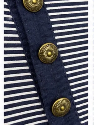 Maeve Anthropologie Navy & White Striped Asymmetrical Button Top XL thumbnail 4