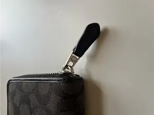 Coach Black and Gray Signature Zip Wallet thumbnail 7