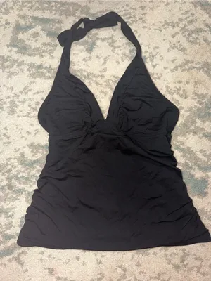 Athleta Black Halter Swim Top XS Ruched Tankini Style thumbnail 2