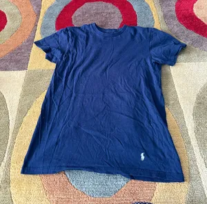 Polo Ralph Lauren Navy Blue White Logo Short Sleeve Basic Tee Unisex Size Small thumbnail 1