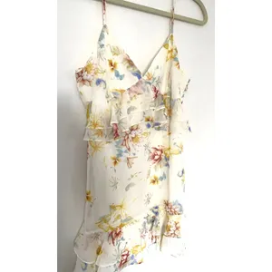 Lulus Sip of Chardonnay Cream Floral Print Ruffled Mini Dress Strappy Lined XL thumbnail 9