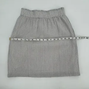 TULIP B Skirt Womens M Gray White Stripe Seersucker Mini Pockets Lined Cotton thumbnail 9