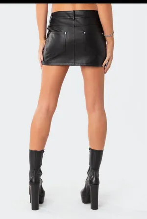 Edikted Faux Leather Skirt Mini Black thumbnail 2