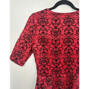 Ultraflirt Red Black Damask Peplum Top Women's Size M‎ Y2K Pinup Whimsigoth thumbnail 8