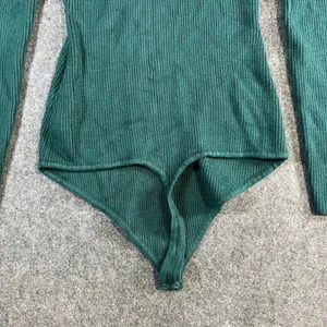Abercrombie & Fitch Green Ribbed Long‎ Sleeve V-Neck Bodysuit Large thumbnail 12