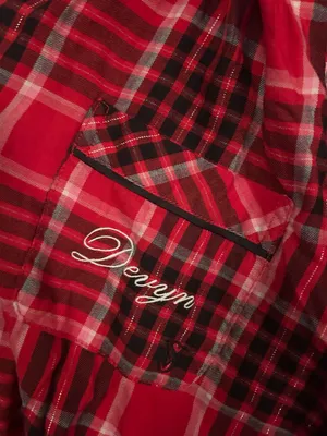Victoria's Secret Embroidered Plaid Flannel Button-Down Pajama Set thumbnail 5