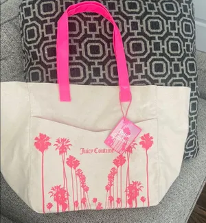 Juicy Couture Cream and Pink Canvas Tote thumbnail 1