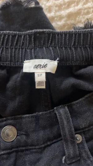 Aerie Black Denim Shorts thumbnail 4