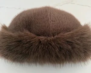 Women's Light Brown Fluffy Faux Fur Cap Fur Hat Fur Hats Mongolian Hat thumbnail 1