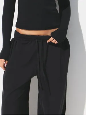 Skims cotton jersey wide leg pants woman's size small relaxed fit in soot NWT thumbnail 3