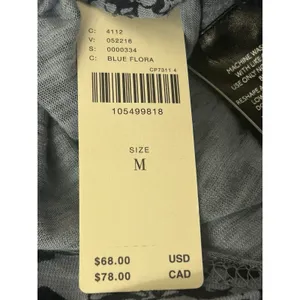 Pilcro Anthropologie Long-Sleeve Cinched V-Neck Top Blue Floral Sz M NEW Classic thumbnail 4