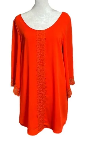 ASTR bright coral lace lined drop back dress - xs thumbnail 1