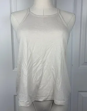 Old navy cream flowy tank top thumbnail 1