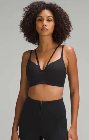 Lululemon Athletica Black Like a Cloud Longline Ribbed Strappy Bralette Size B/C thumbnail 1