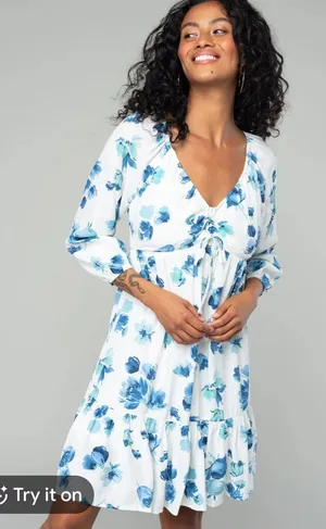 lovestitch so charming White Mini Dress with Blue Floral Print‎ l NWT thumbnail 1