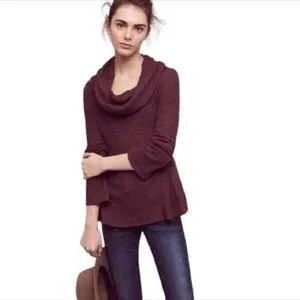 Forgotten Grace burgundy Cowl Neck Sweater xl thumbnail 2