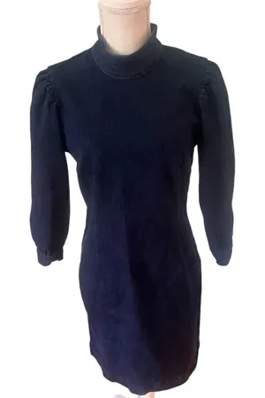 Scotch and Soda Dark Denim Balloon Sleeve Mockneck Mini Dress M thumbnail 1