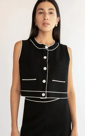 Oak + Fort Sweater Vest Black Size Medium thumbnail 1