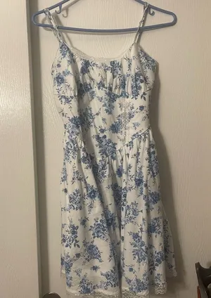 Aeropostale Blue and White Sleeveless Midi Sundress thumbnail 5