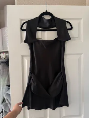 BNWT Zara Black Satin Effect Scarf Dress thumbnail 11