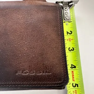 Fossil Brown Genuine Leather Wallet Crossbody Bag Organizer thumbnail 9