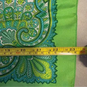 Vintage Green Paisley Square Scarf Boho Floral Hair Neck Head Wrap thumbnail 4