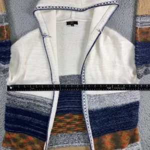 Fate Cardigan Sweater Women Medium Hooded Open Front Fuzzy Cozy Lagenlook‎ thumbnail 4