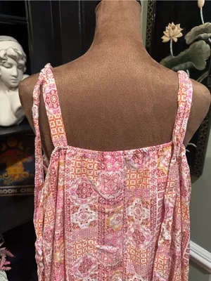 Savanna Jane Pink Multi‑Floral Patchwork Mini Dress – Size Medium White thumbnail 10