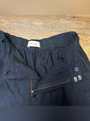 Abercrombie & Fitch Lined Black Linen Blend Pleated Shorts Women's Small Pockets thumbnail 3
