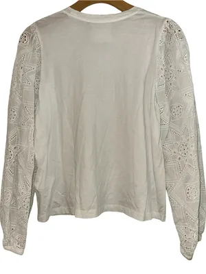 Johnny Was Jade Women’s Size S White Eyelet Puff Long Sleeve Nora Blouse Top thumbnail 6