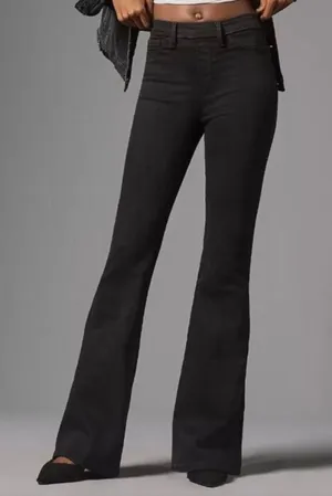 NWT Good American Good Legs Flare‎ Pull On Jeans black sz M thumbnail 1