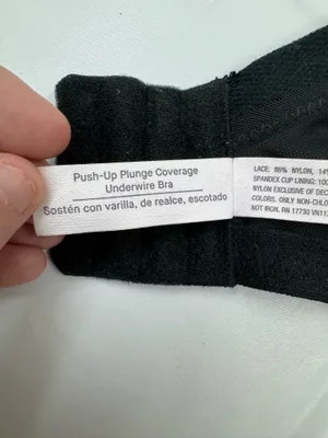 Auden Black Push-Up Plunge Coverage Underwire Bra with Lace Size 40DDD thumbnail 5