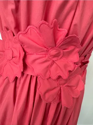 NWT Lucy Paris 💯% Cotton Ilona Coral Floral Midi Dress ~ Size Medium 🌺 thumbnail 6