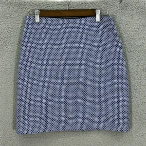Boden Mini Skirt Womens 6R Blue‎ White Geometric Square Print A-Line Office thumbnail 1