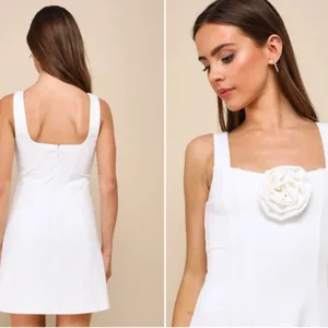 LULU's Classy Bridal Shower Bachelorette Engagement Sexy Rosette Mini Dress thumbnail 5