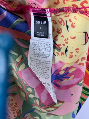 SHEIN Dress Women L Tropical Floral Jungle Print Halter Tie Neck Midi thumbnail 8