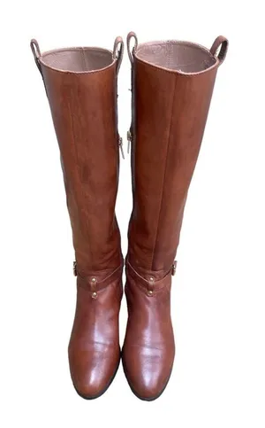 AVA & AIDEN All Leather Brown Zippered Knee High Fashion Riding Boots Sz 6 thumbnail 1