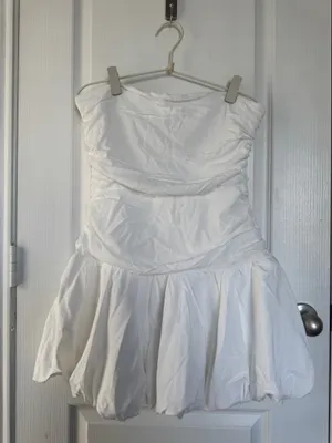 Princess Polly Strapless Bubble Hem Mini Dress White thumbnail 4