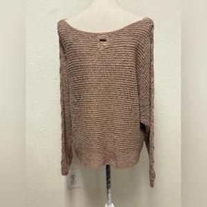 BILLABONG Brown Off-the-Shoulder Knit Sweater Size Large thumbnail 2