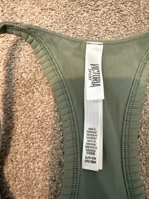 Victoria’s Secret Sport Green Ribbed Henley Racerback Thong Bodysuit Size S thumbnail 3