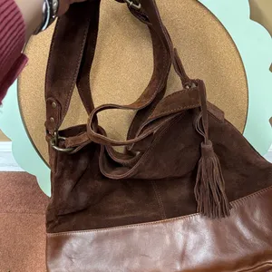 Fat Face Rich Brown Suede and Leather Hobo Bag thumbnail 2
